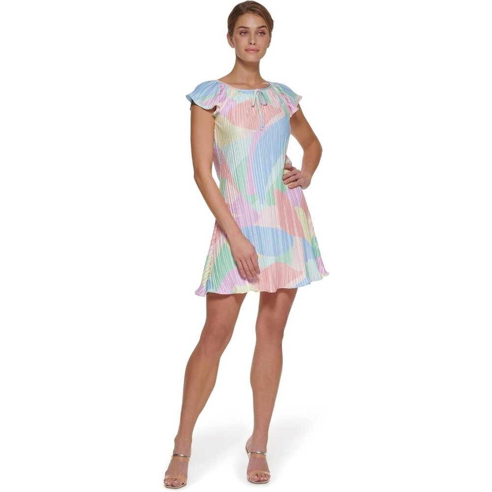 DKNY 14 NEW NWT Short Sleeve Pleated Dress
